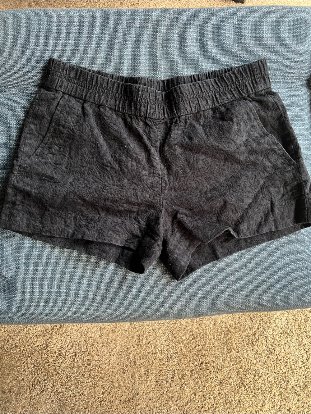 J. Crew Textured, Pull-On, Black Women's Shorts, Size 0, 100% Cotton